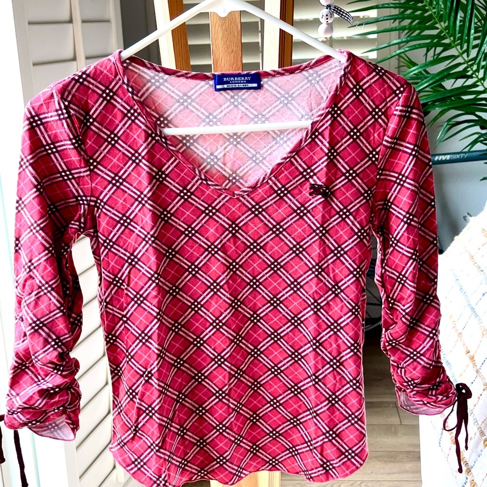 Burberry Women's Red Check Blouse